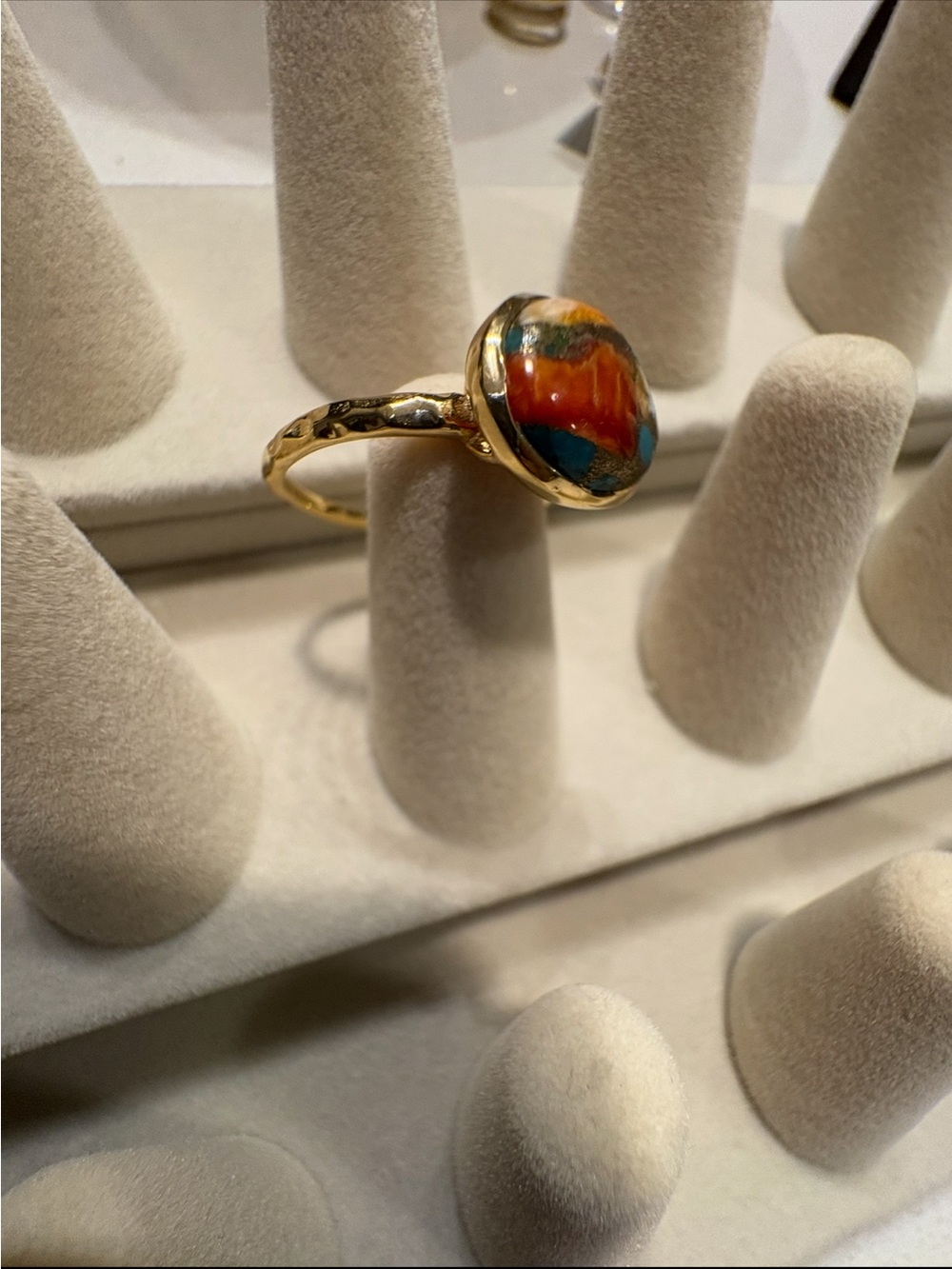 Gold Ring with Multicolor Stone - Women's Fashion Ring-Size 10